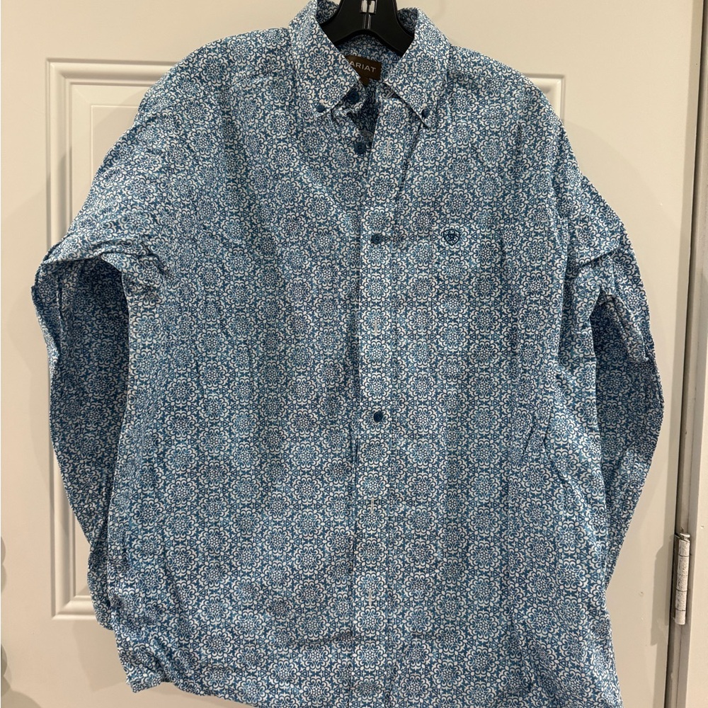 Ariat Men's Blue Patterned large Shirt